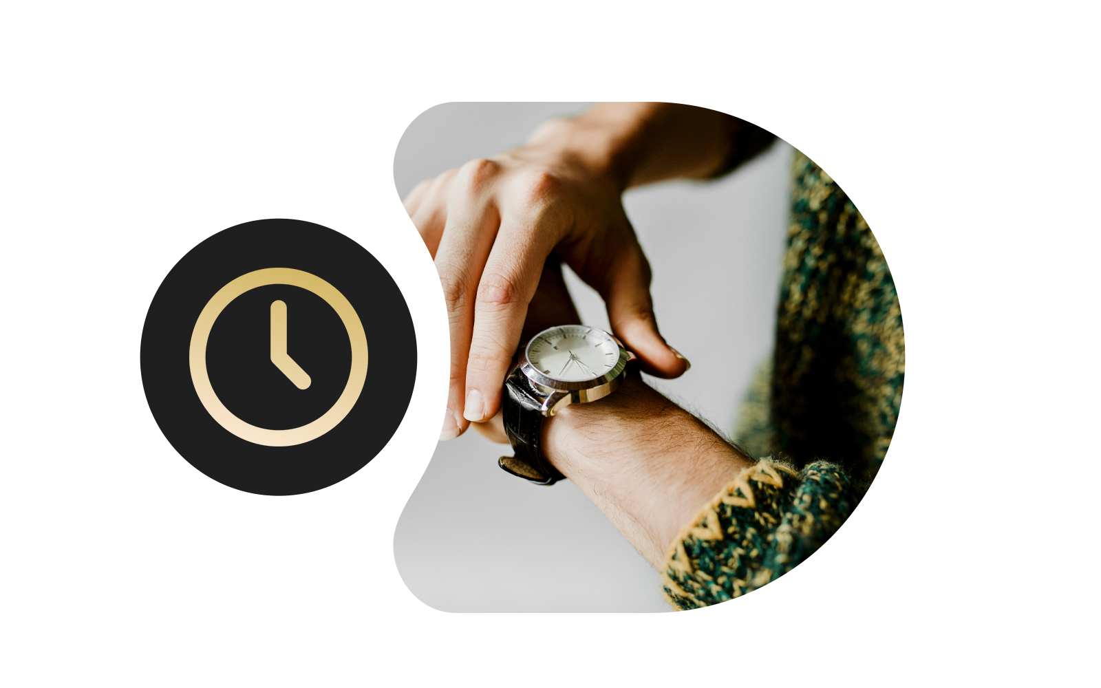 Een persoon die naar een horloge kijkt